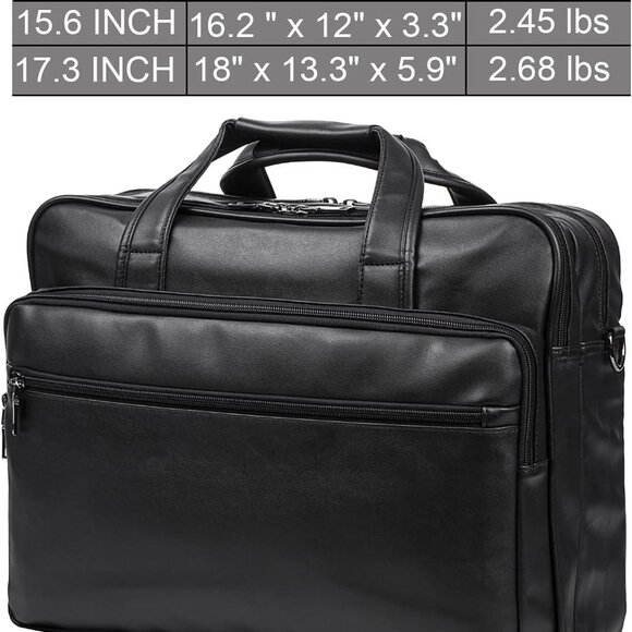 Leather Laptop Bag, Men's 15.6 Inche 17.3 Inche Messenger Briefcase Business - Picture 4 of 6